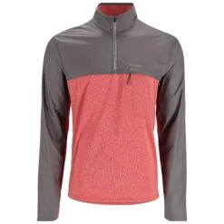 Simms SolarFlex Wind Half Zip Shirt -Simms || Patagonia || Hareline Sales 231 simms solarflex wind half zip shirt cutty red htr steel 01