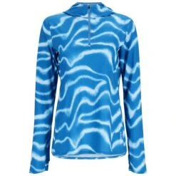 Simms Women's SolarFlex 1/4 Zip Hoody -Simms || Patagonia || Hareline Sales 231 simms womens solarflex 1 4 zip hoody wave print sapphire 01