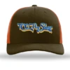 TCO Fly Shop Hat Low Pro Trucker - Retro Logo Mushroom/Burnt Orange -Simms || Patagonia || Hareline Sales retroorange